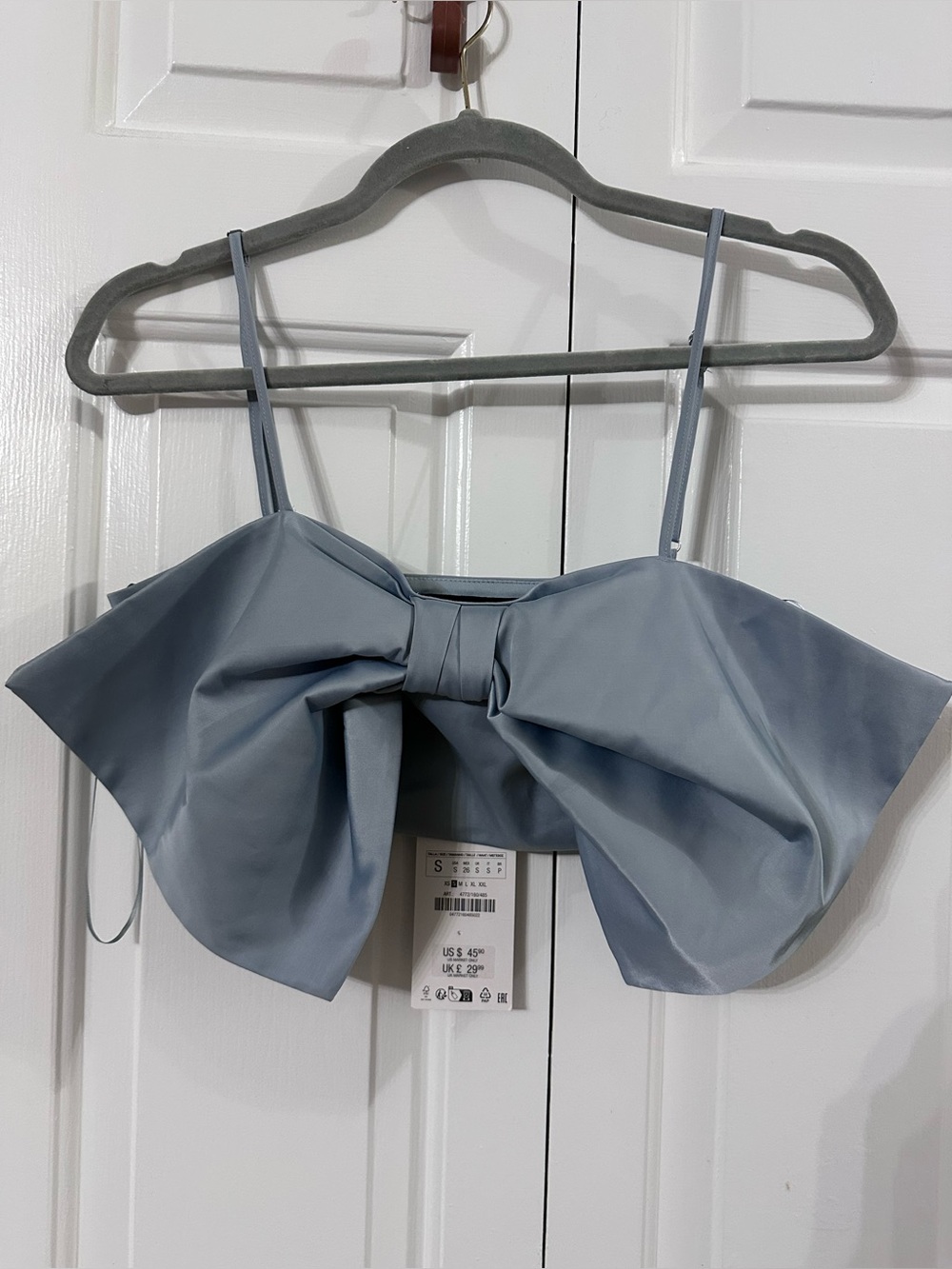 Zara Dusty Blue Bow Front Camisole